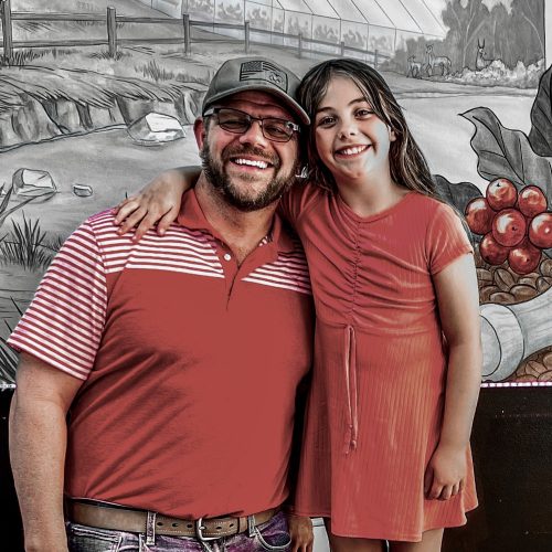 Charli and Dad Coffee Farm Mural Pic